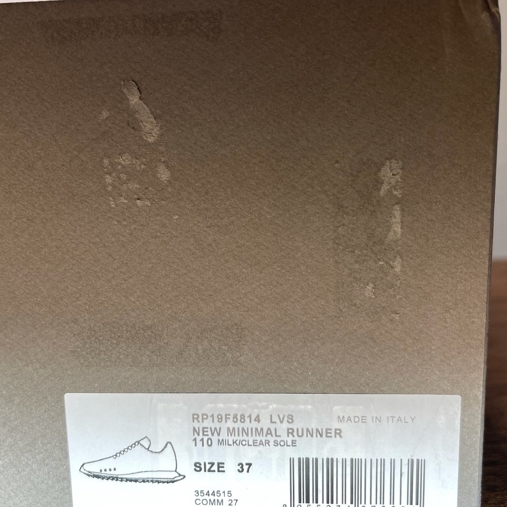 RICK Owens New Minimal Runner Sneaker In 110 Milk/Clear Size 7 EU37 - Picture 13 of 14